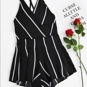 Black & White Pinstripe Romper